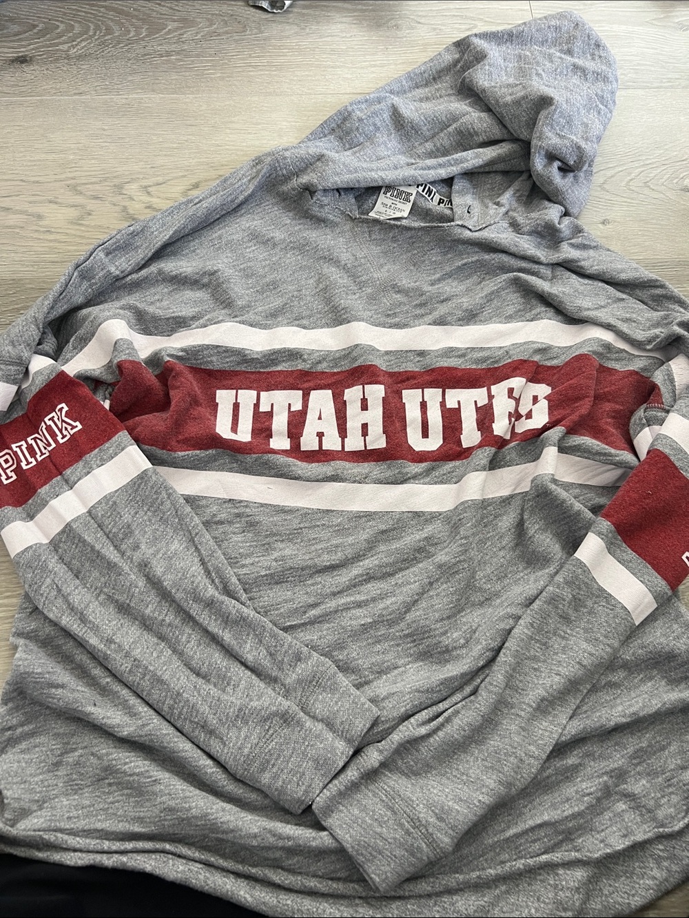 Vintage PINK Victoria's Secret Gray & Red Utah Utes Hoodie